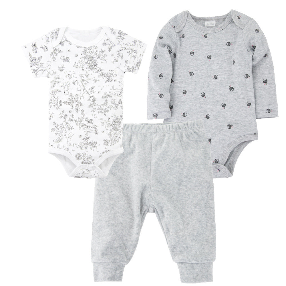 Solid Color Korean Newborn Baby Clothes Kids Set - I Love Goods