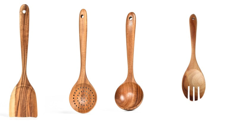 Natural Teak Wood Cooking Tool Set - I Love Goods