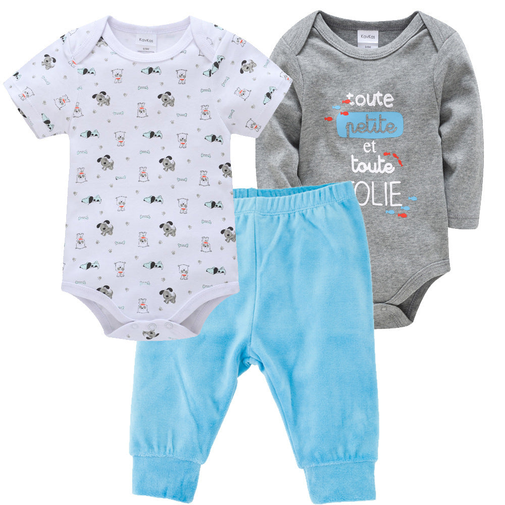 Solid Color Korean Newborn Baby Clothes Kids Set - I Love Goods