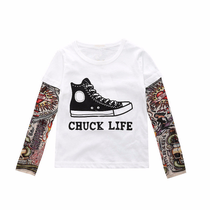 Tattoo long sleeve stitching top - I Love Goods