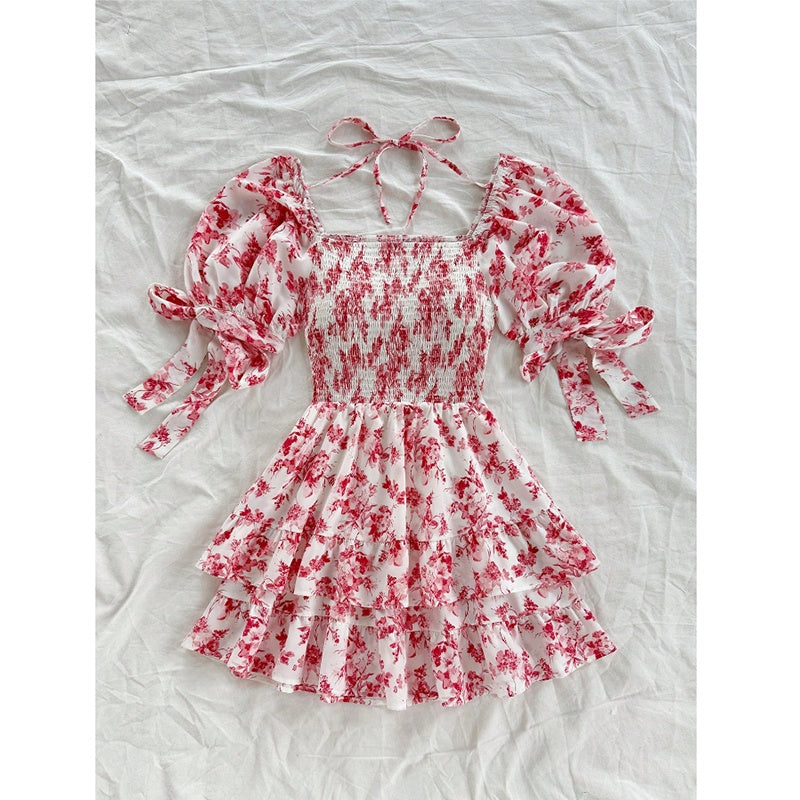 Chic Boho Floral Smocked Mini Dress - I Love Goods