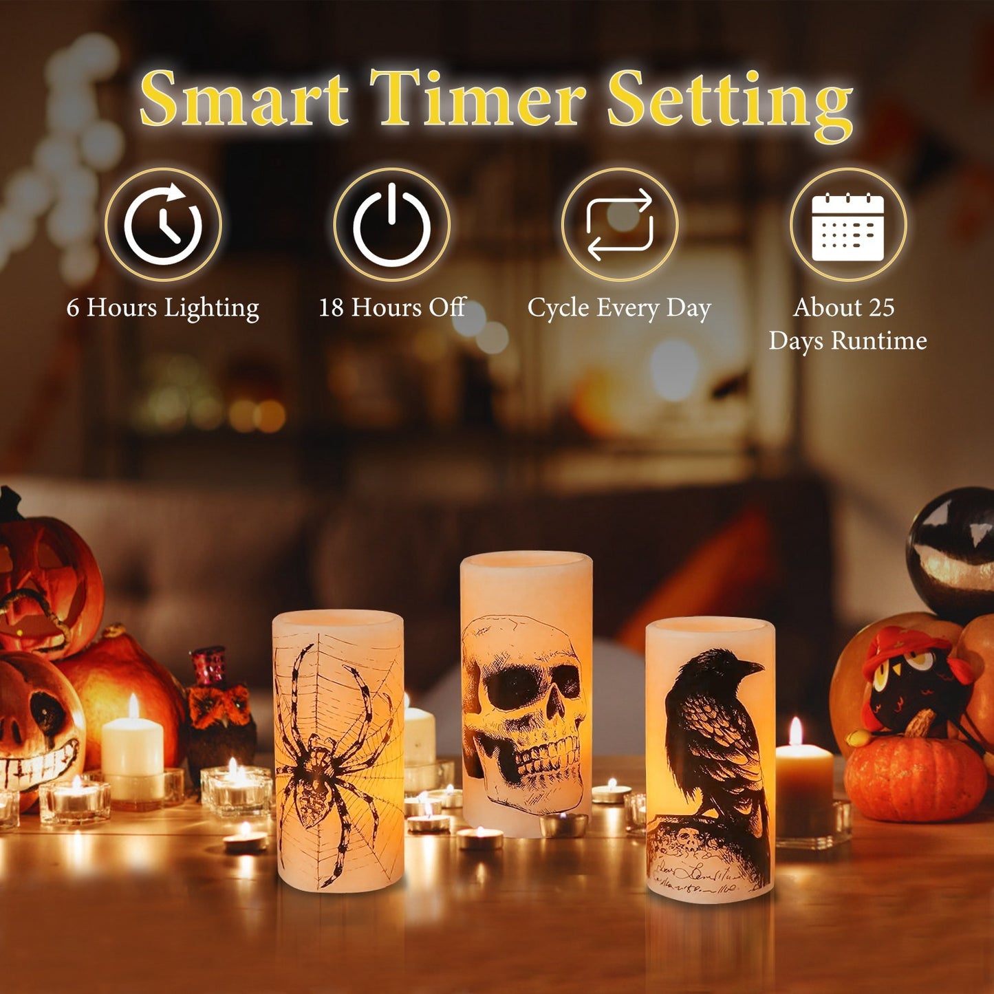 Spooky Glow 3PK Flameless Candles - I Love Goods