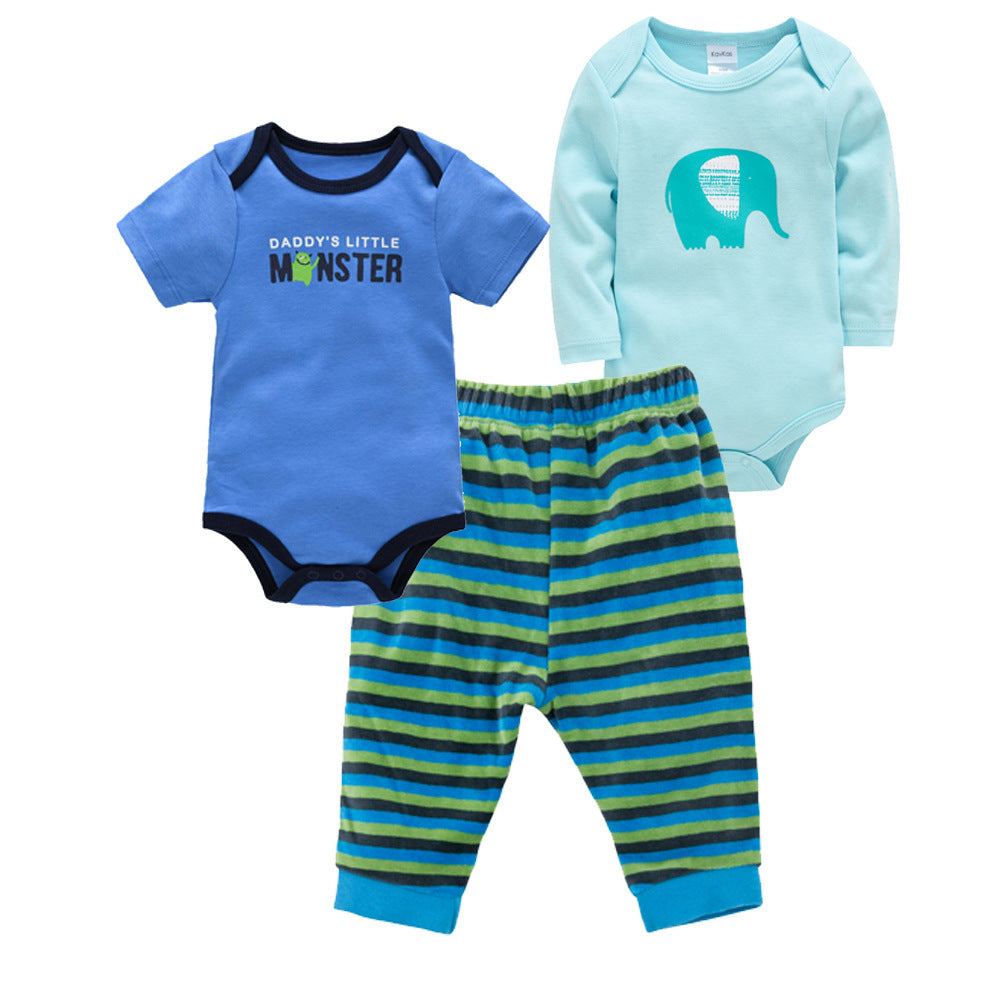 Solid Color Korean Newborn Baby Clothes Kids Set - I Love Goods