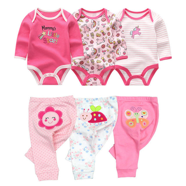 Cotton Baby Girl Clothes Bodysuits Pants Sets - I Love Goods