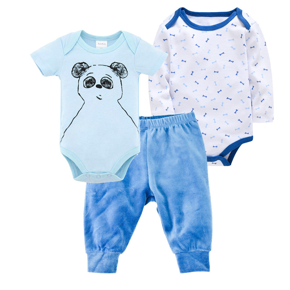 Solid Color Korean Newborn Baby Clothes Kids Set - I Love Goods