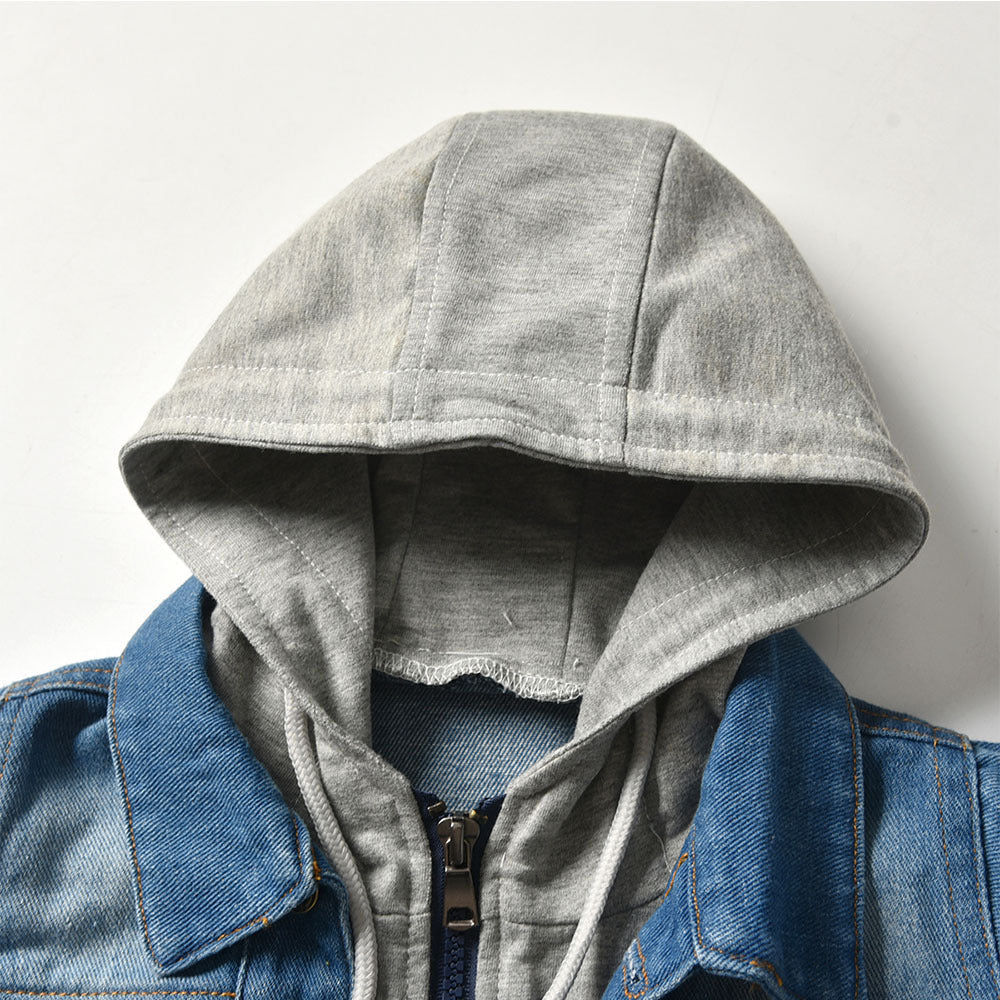 Kids' 2-in-1 Hooded Denim Jacket - I Love Goods