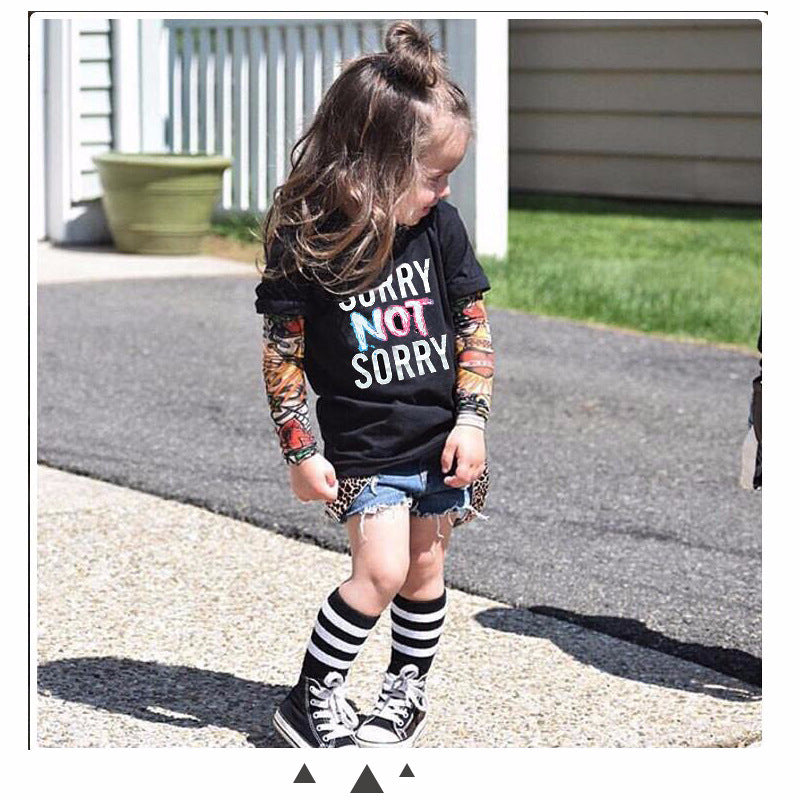 Tattoo long sleeve stitching top - I Love Goods