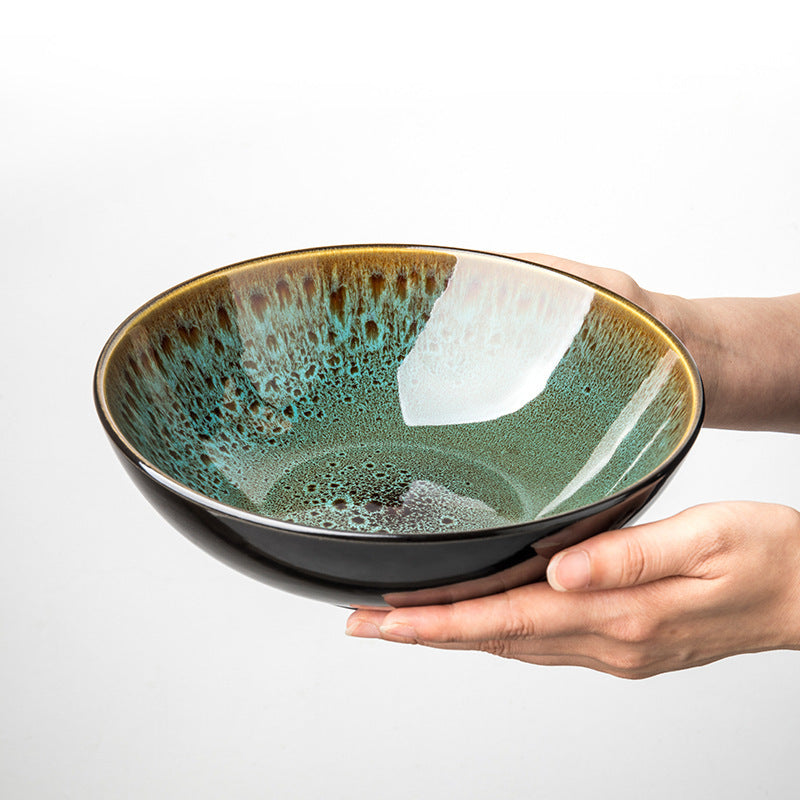 Vintage Green Ceramic 8-inch Household Noodle Bowl - I Love Goods