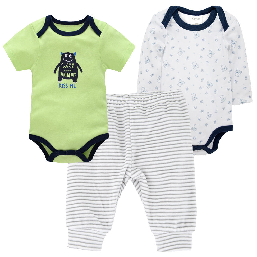Solid Color Korean Newborn Baby Clothes Kids Set - I Love Goods