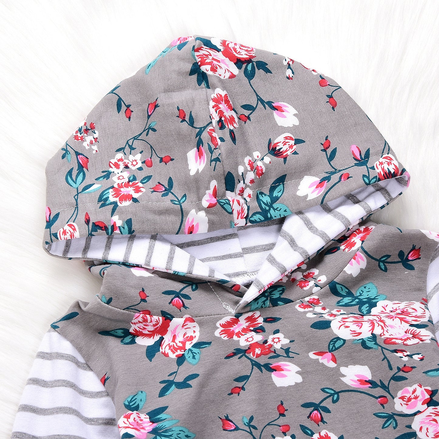 Infant Baby Girl Floral Striped Outift - I Love Goods