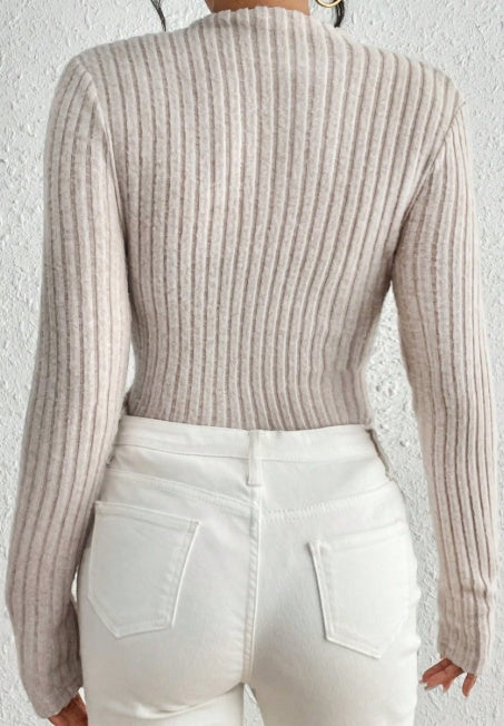 Chic Ribbed Knit Mock Neck Jumpsuit - I Love Goods