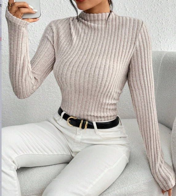 Chic Ribbed Knit Mock Neck Jumpsuit - I Love Goods