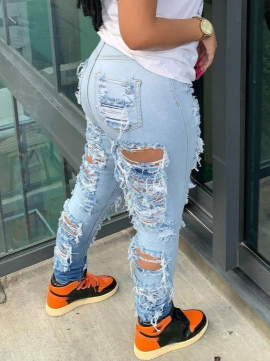 The Perfect-Fit Ripped Stretch Jeans - I Love Goods