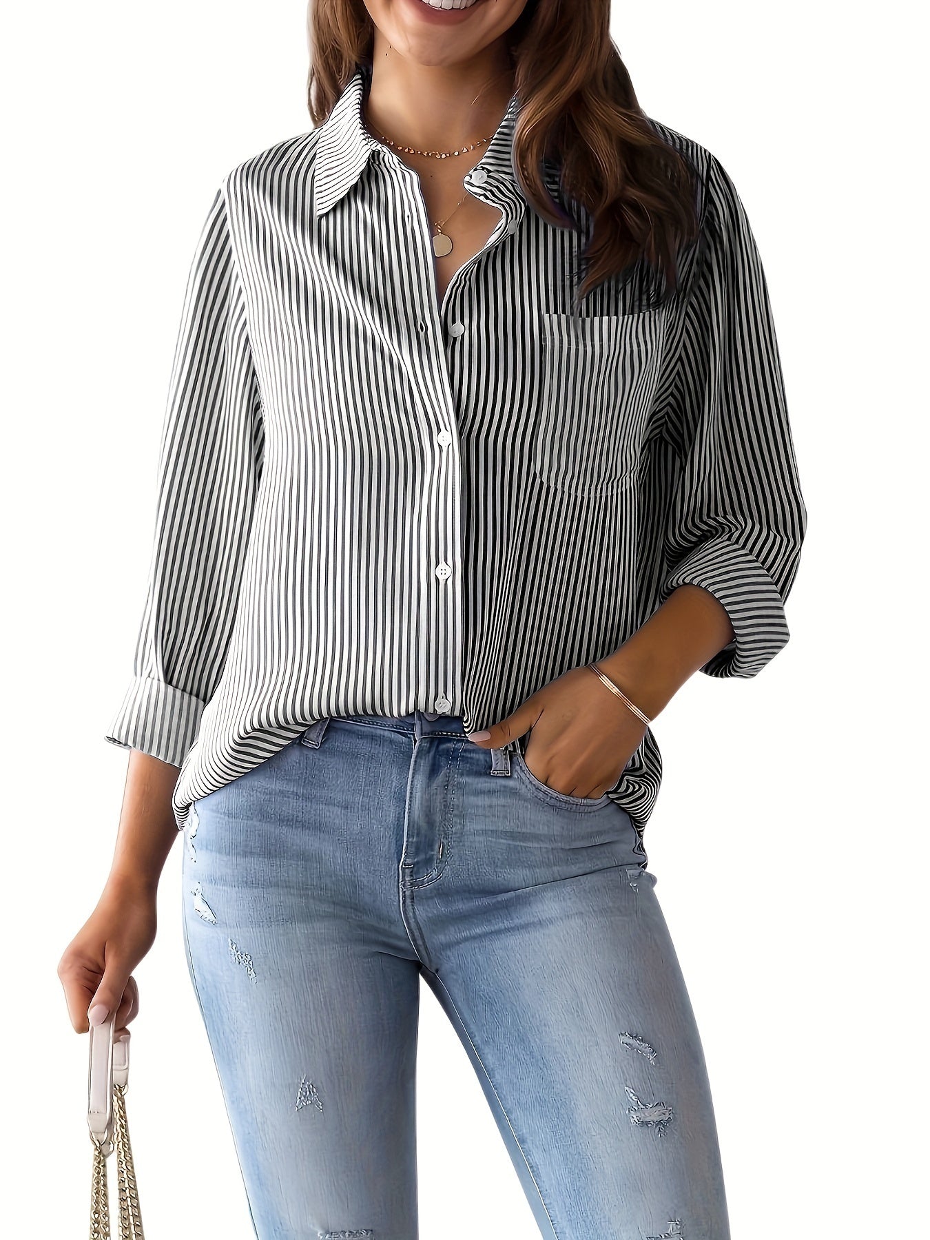 Classic Striped Long-Sleeve Shirt - I Love Goods