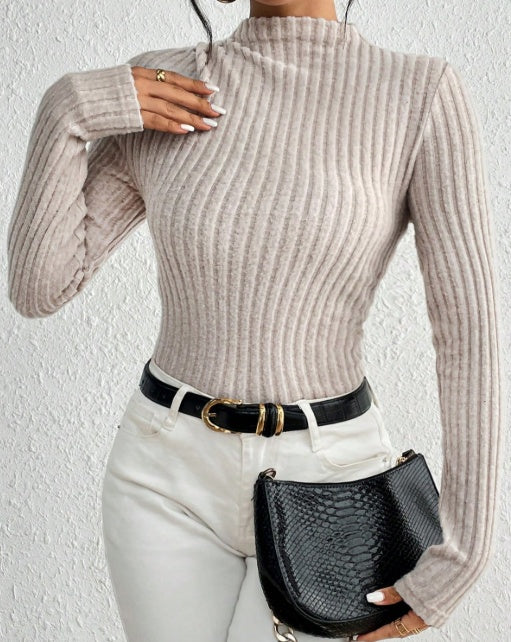 Chic Ribbed Knit Mock Neck Jumpsuit - I Love Goods