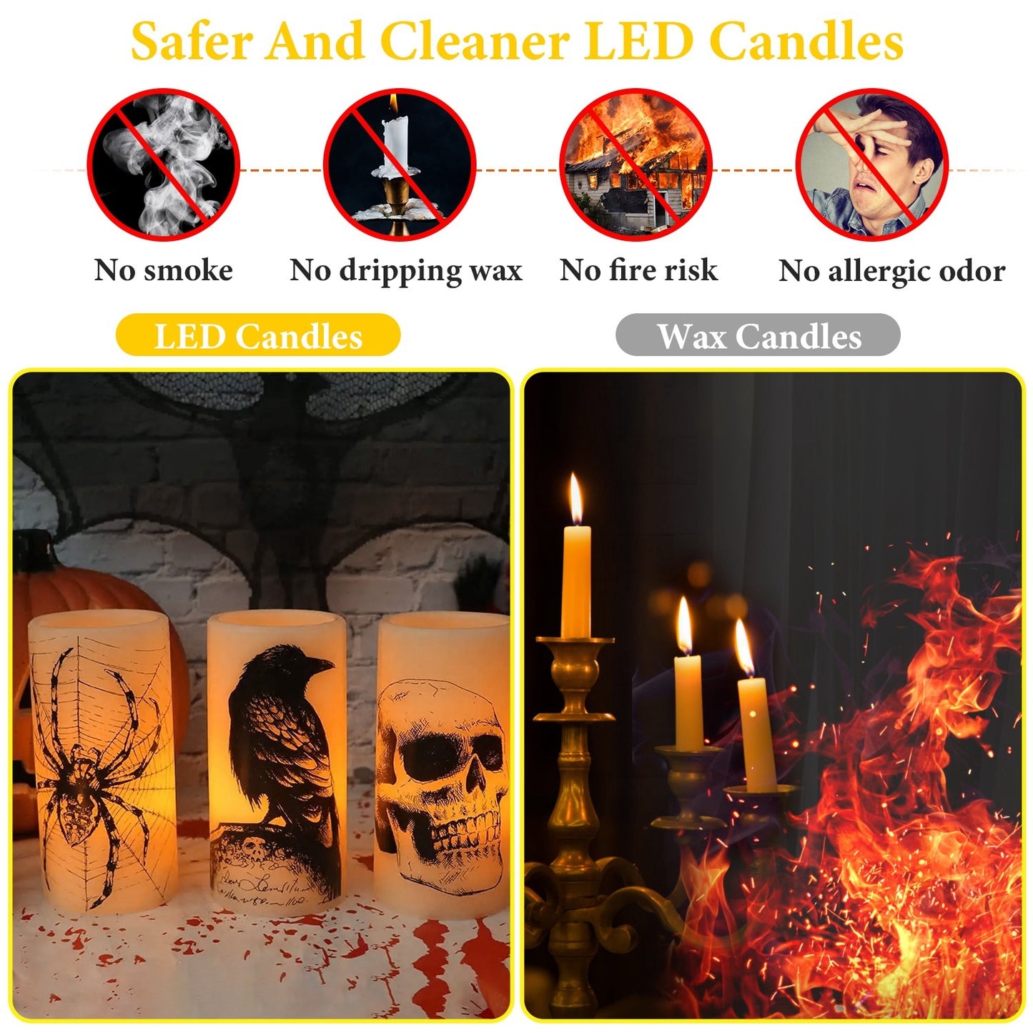Spooky Glow 3PK Flameless Candles - I Love Goods