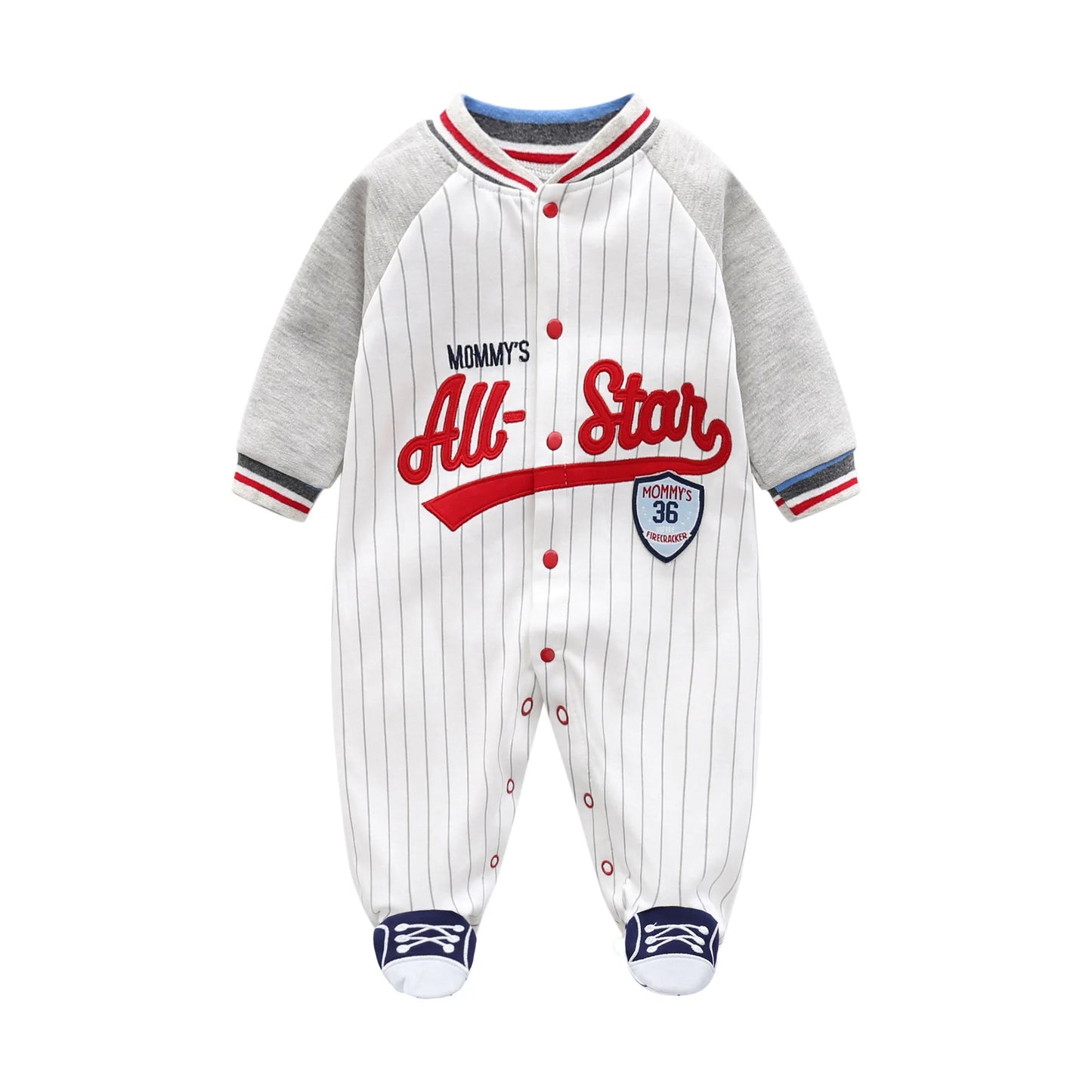 Baseball Style Cotton Coverall (Newborn-Toddler) - I Love Goods
