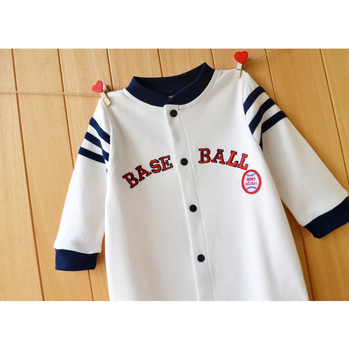 Baseball Style Cotton Coverall (Newborn-Toddler) - I Love Goods