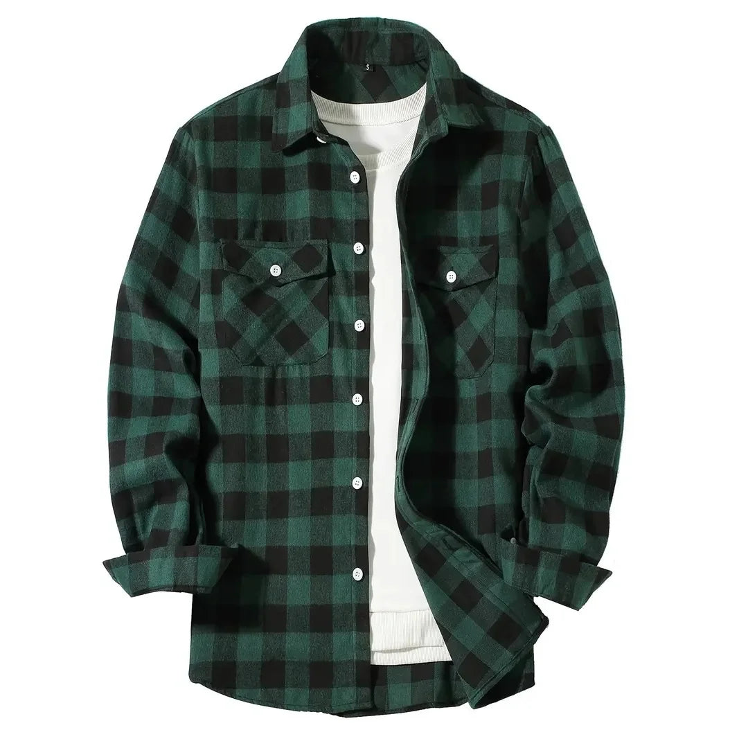 Classic Flannel Plaid Button-Down Shirt - I Love Goods