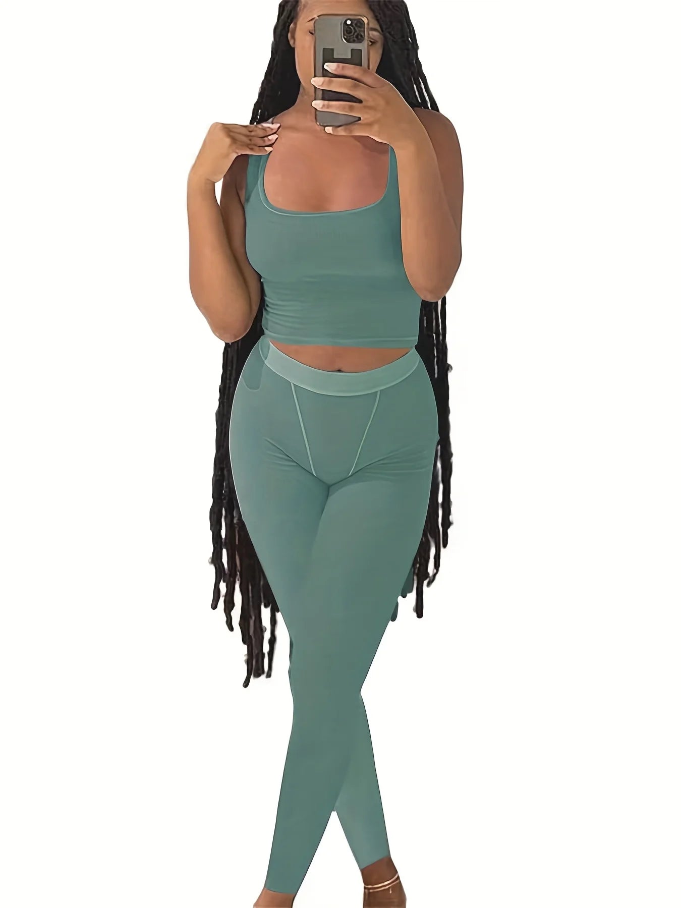 Ultimate High-Stretch Sporty Two-Piece Set for Women (Cropped Tank & Leggings) - I Love Goods