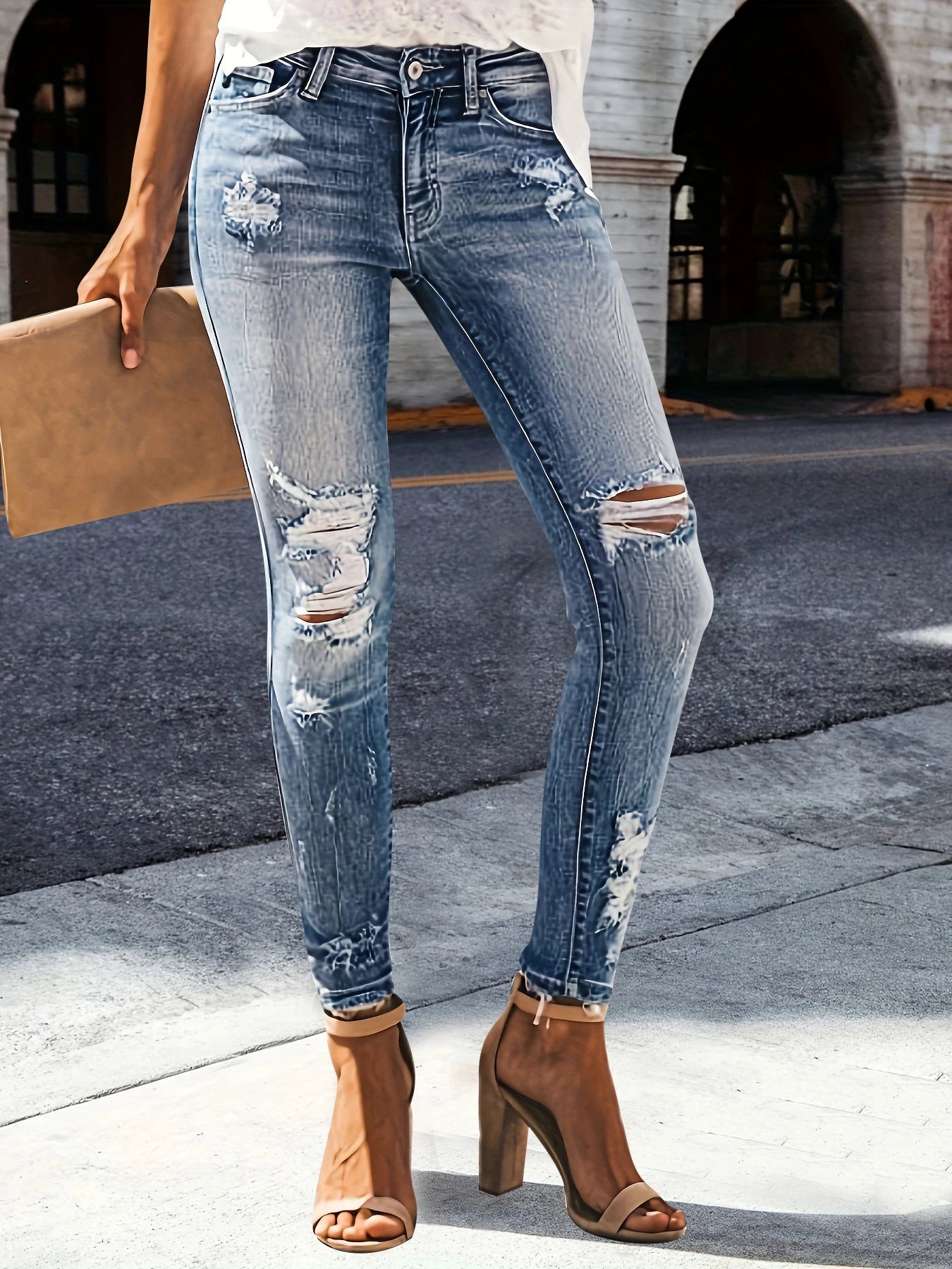 High-Waist Slimming Stretch Jeans - I Love Goods