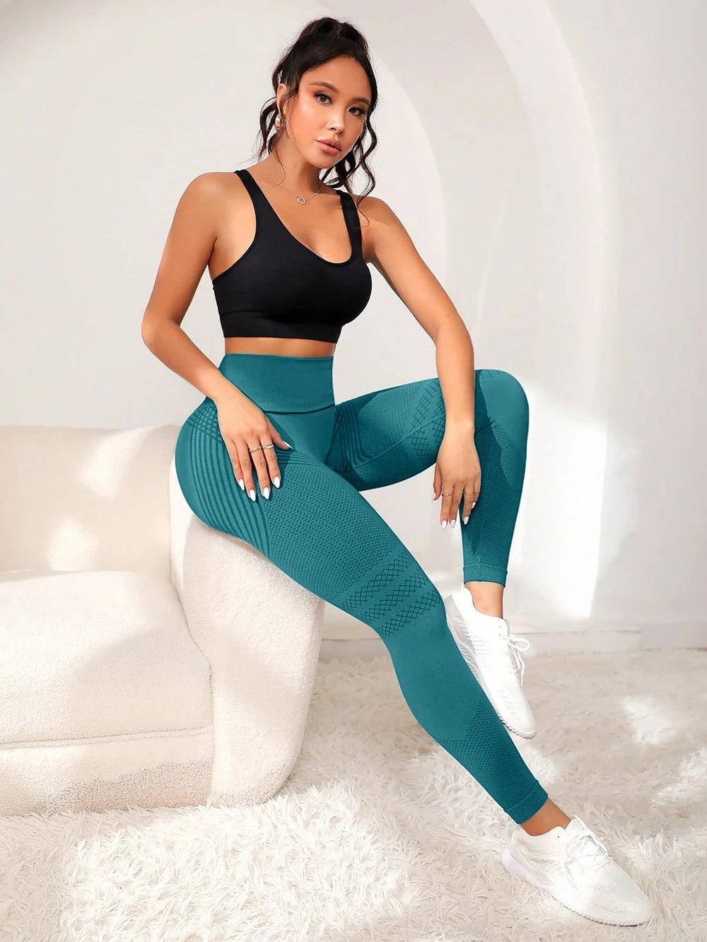 High-Waisted Sports Tights (Lifting Feature) - I Love Goods
