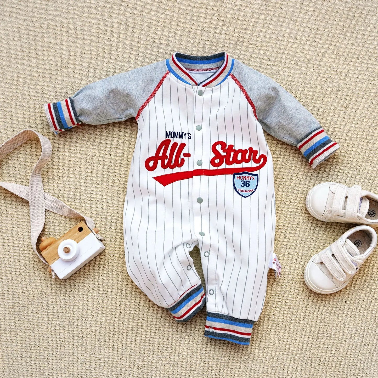 Baseball Style Cotton Coverall (Newborn-Toddler) - I Love Goods