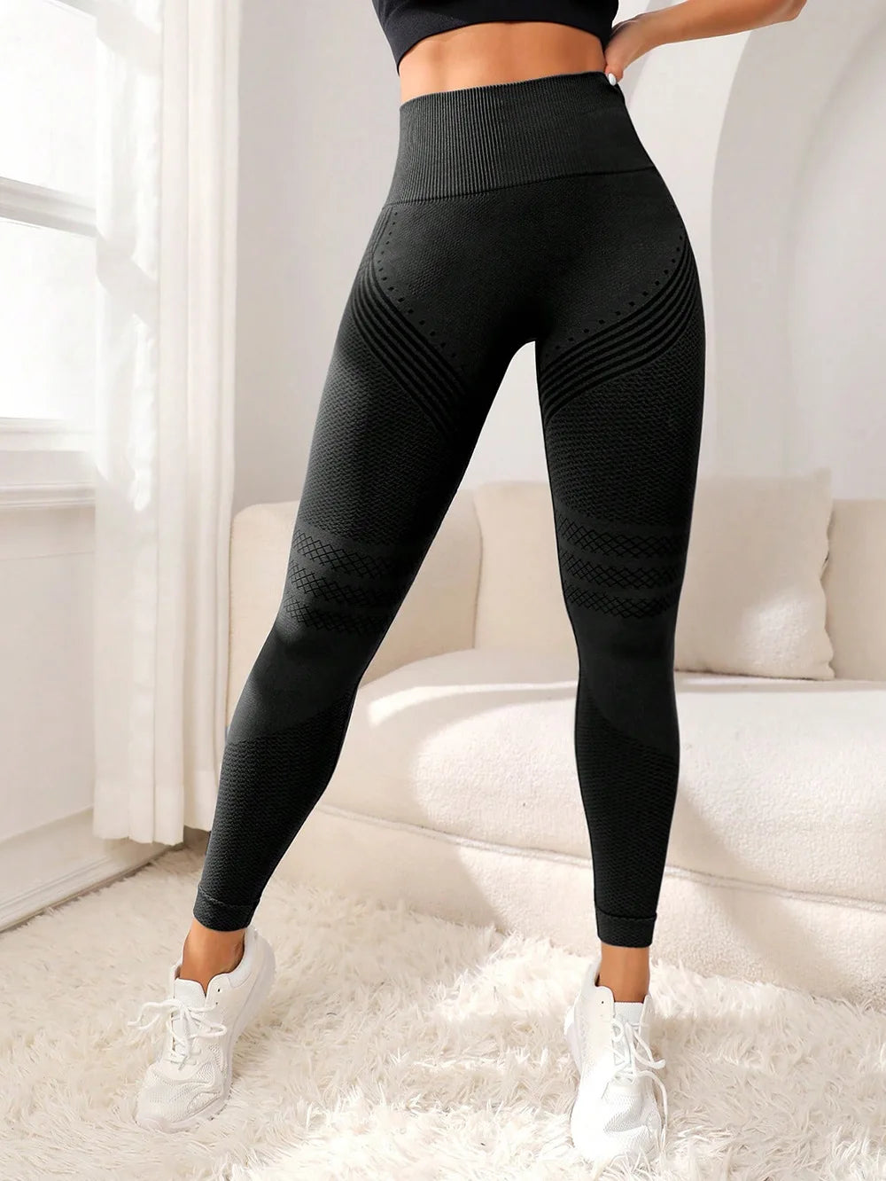 High-Waisted Sports Tights (Lifting Feature) - I Love Goods