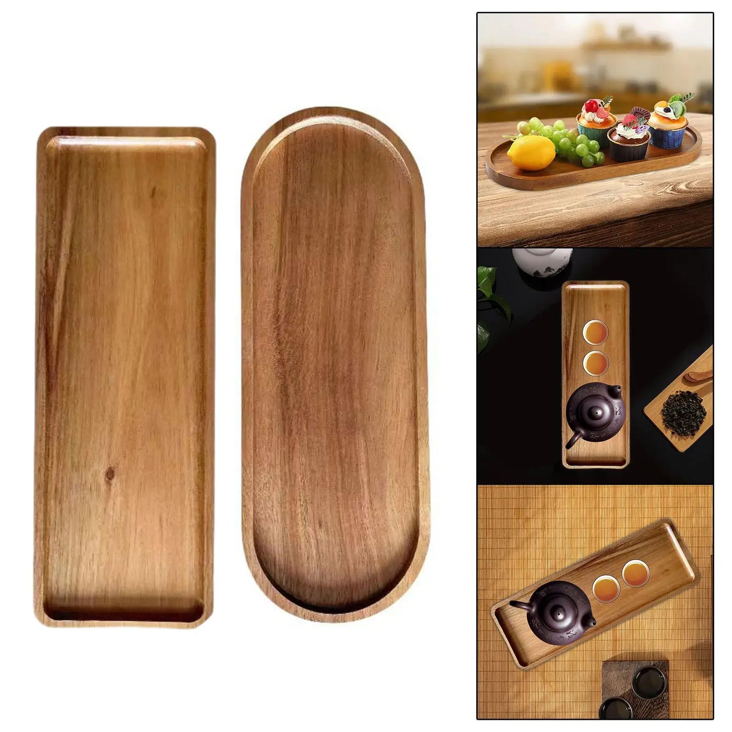 Kesoto Wooden Serving Platter Tableware Dessert Plates - I Love Goods
