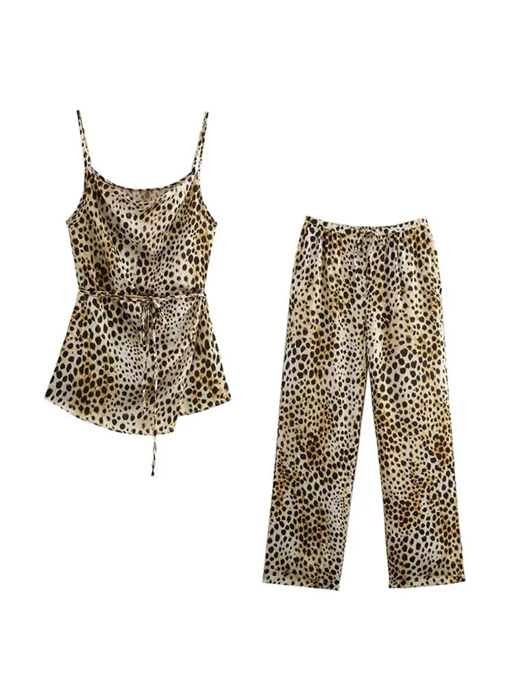 Tie Cami & Wide Leg Animal Print Set - I Love Goods