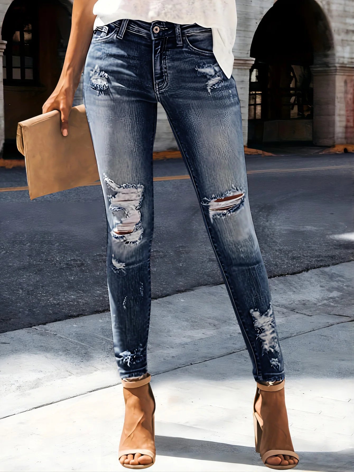 High-Waist Slimming Stretch Jeans - I Love Goods