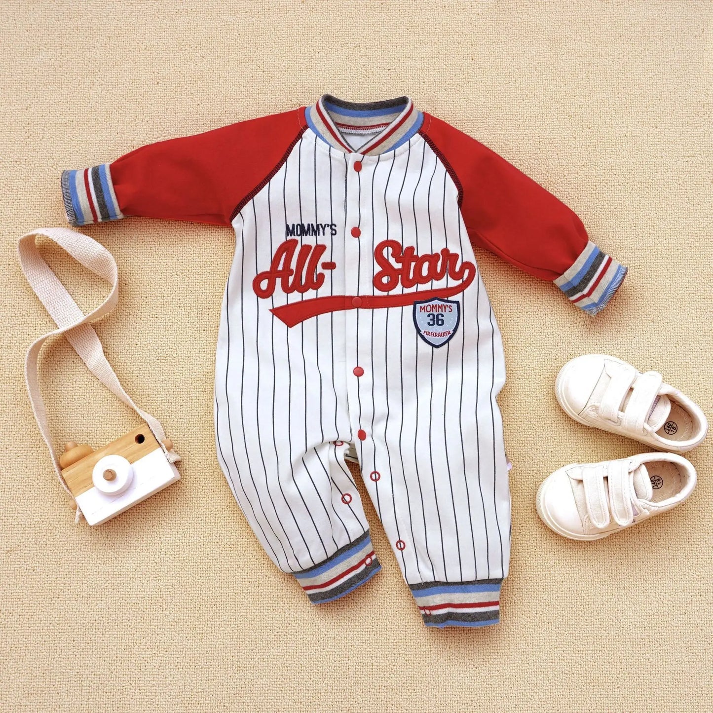 Baseball Style Cotton Coverall (Newborn-Toddler) - I Love Goods