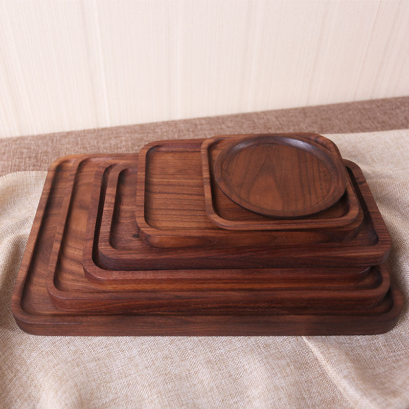 Japanese Style Wooden Black Walnut Rectangular Dinner Plate - I Love Goods