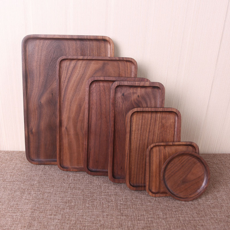 Japanese Style Wooden Black Walnut Rectangular Dinner Plate - I Love Goods