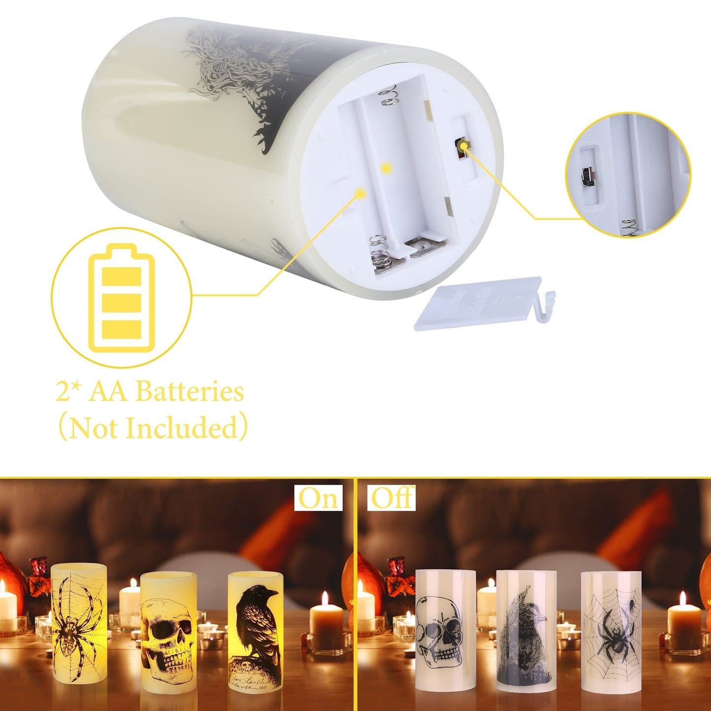Spooky Glow 3PK Flameless Candles - I Love Goods