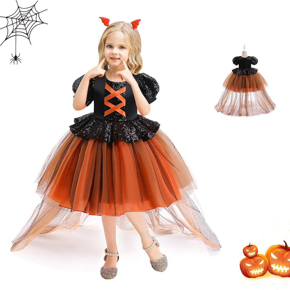 Halloween Girls' Witch Performance Costume Party Dress - I Love Goods