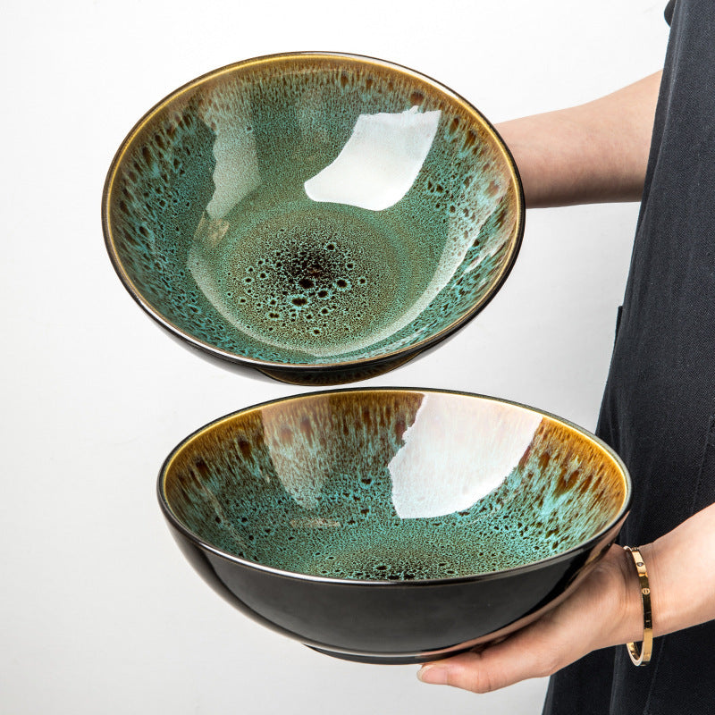 Vintage Green Ceramic 8-inch Household Noodle Bowl - I Love Goods