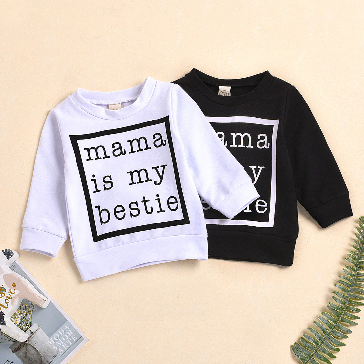 Black And White Mama Letter Print UniSex Baby Pullover Sweater - I Love Goods