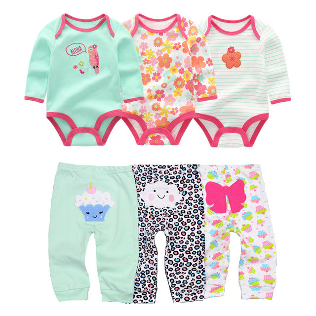 Cotton Baby Girl Clothes Bodysuits Pants Sets - I Love Goods