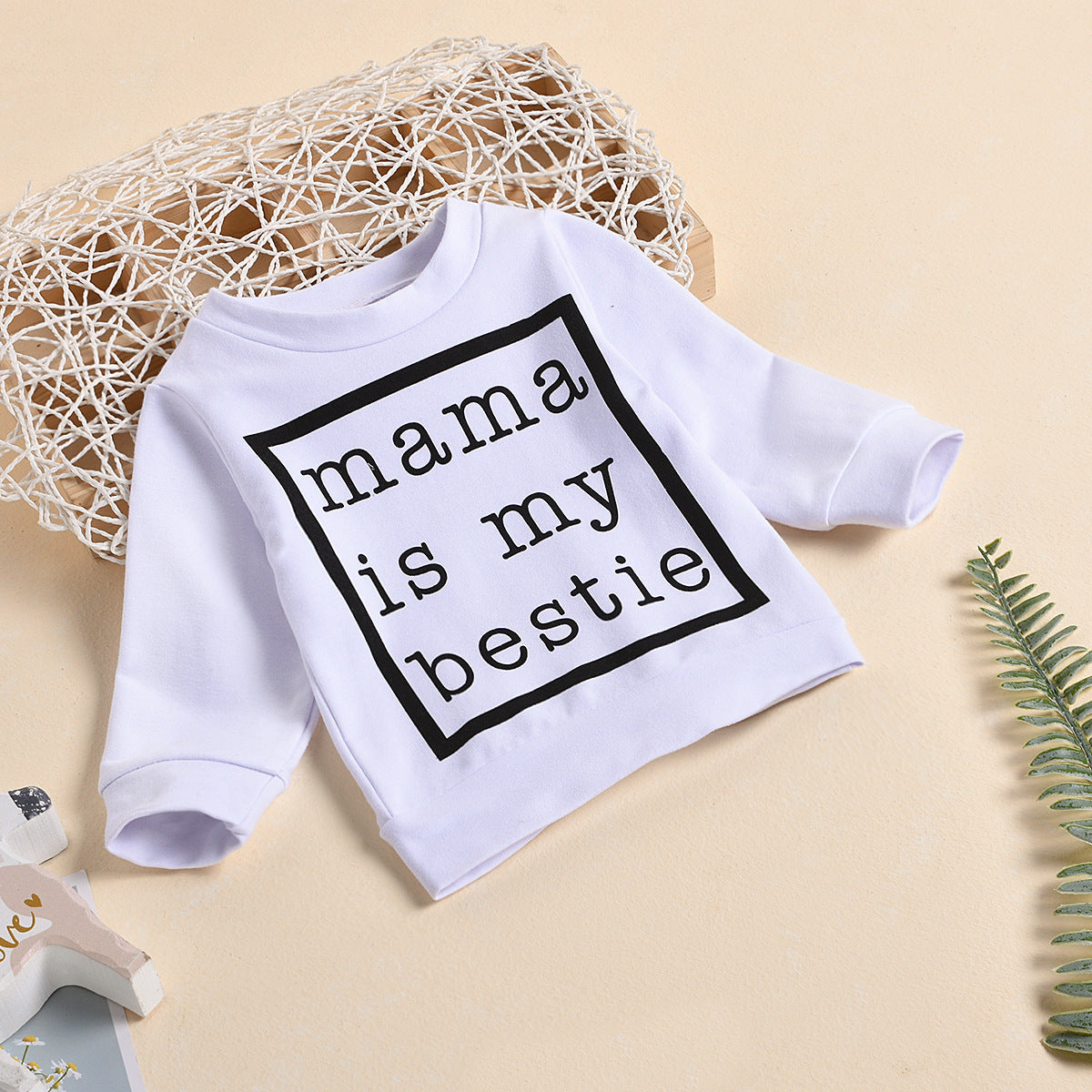 Black And White Mama Letter Print UniSex Baby Pullover Sweater - I Love Goods
