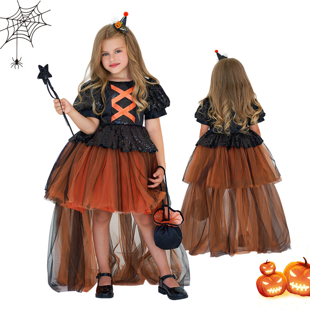 Halloween Girls' Witch Performance Costume Party Dress - I Love Goods