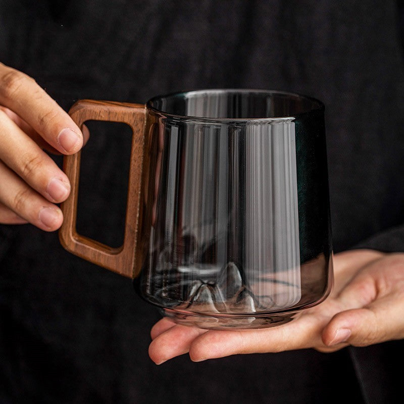 Modern Glass Cup with Wooden Accent - I Love Goods