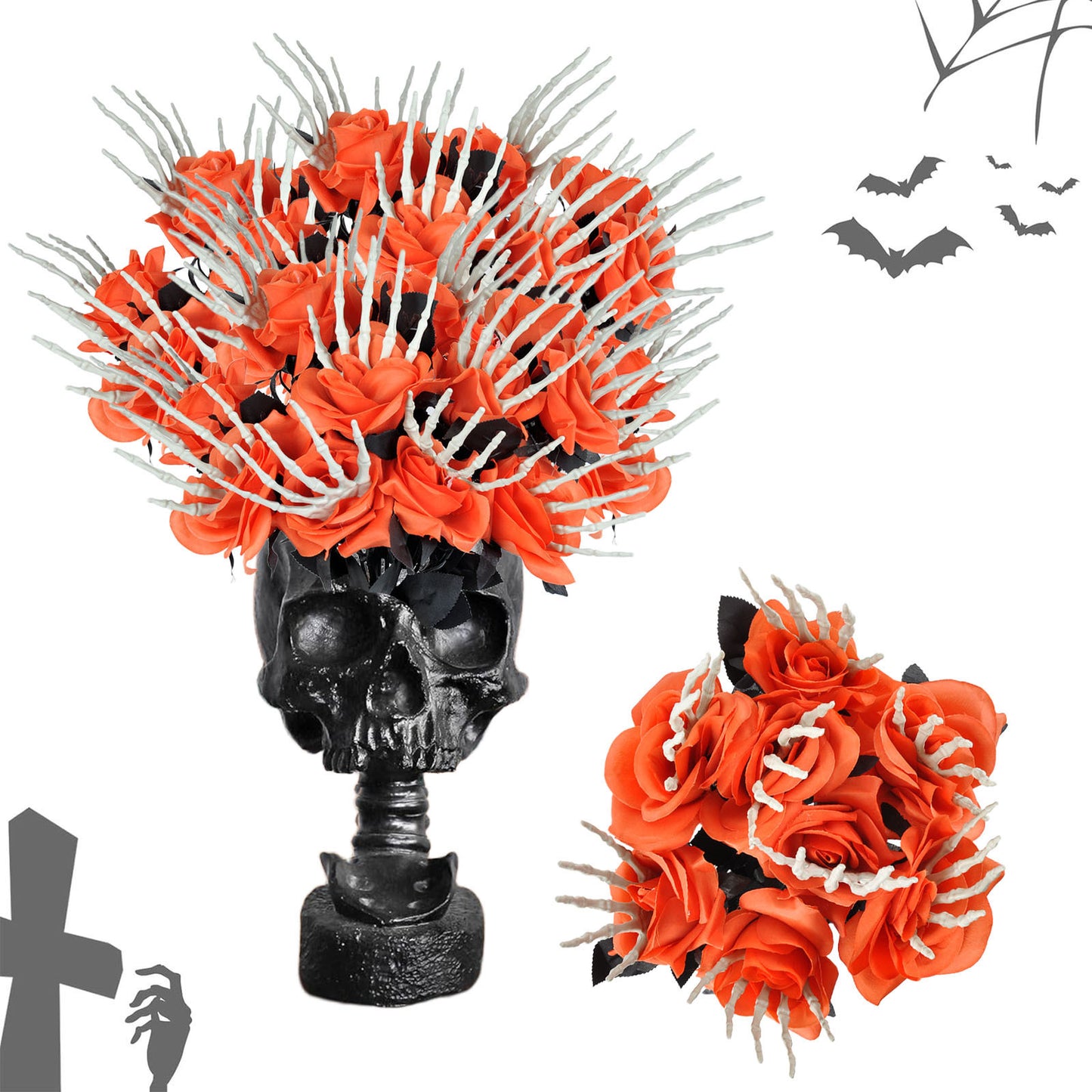 Gothic Skull Hand & Rose Decor - I Love Goods