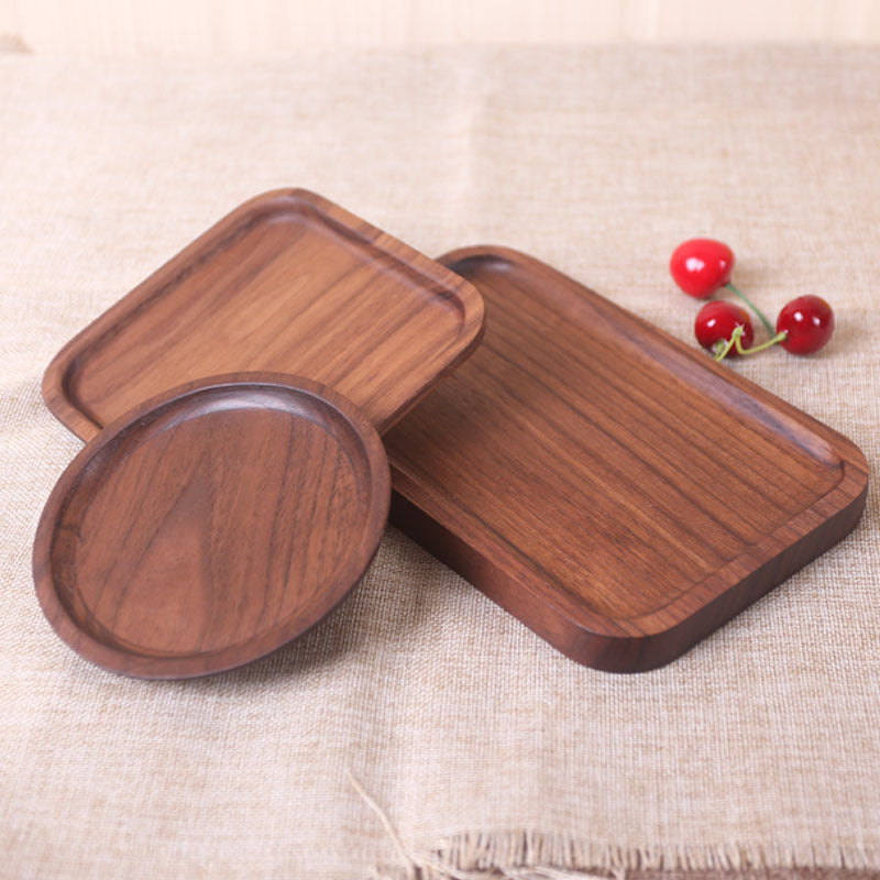 Japanese Style Wooden Black Walnut Rectangular Dinner Plate - I Love Goods