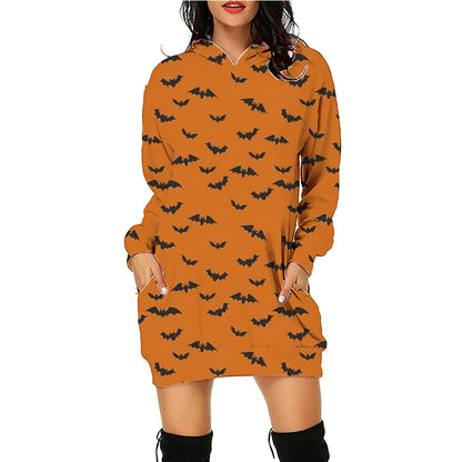 Spooky Print Long Sweater Hoodie - I Love Goods