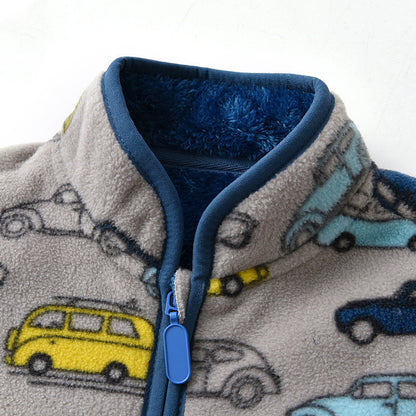 Printed Polar Fleece Cartoon Boy Jacket - I Love Goods