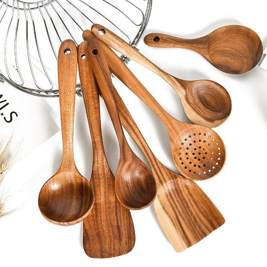 Natural Teak Wood Cooking Tool Set - I Love Goods