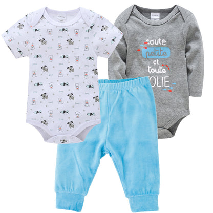 Solid Color Korean Newborn Baby Clothes Kids Set - I Love Goods