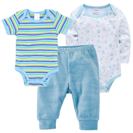 Solid Color Korean Newborn Baby Clothes Kids Set - I Love Goods