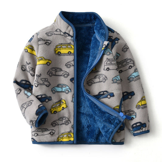 Printed Polar Fleece Cartoon Boy Jacket - I Love Goods